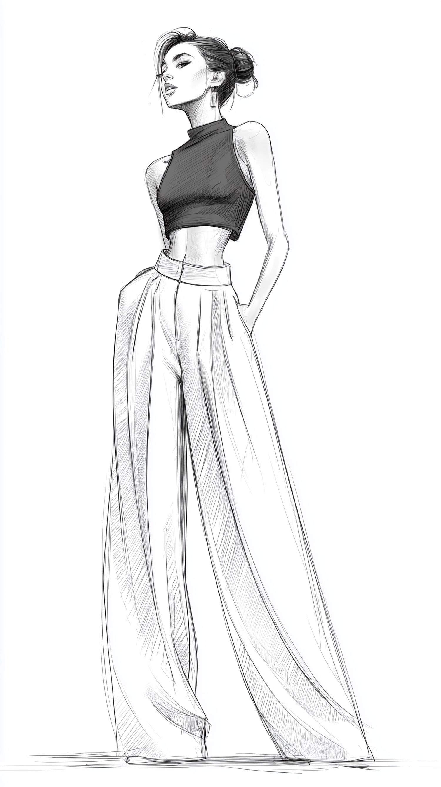 Simple line drawings of fashion figure proportions and measurements.
