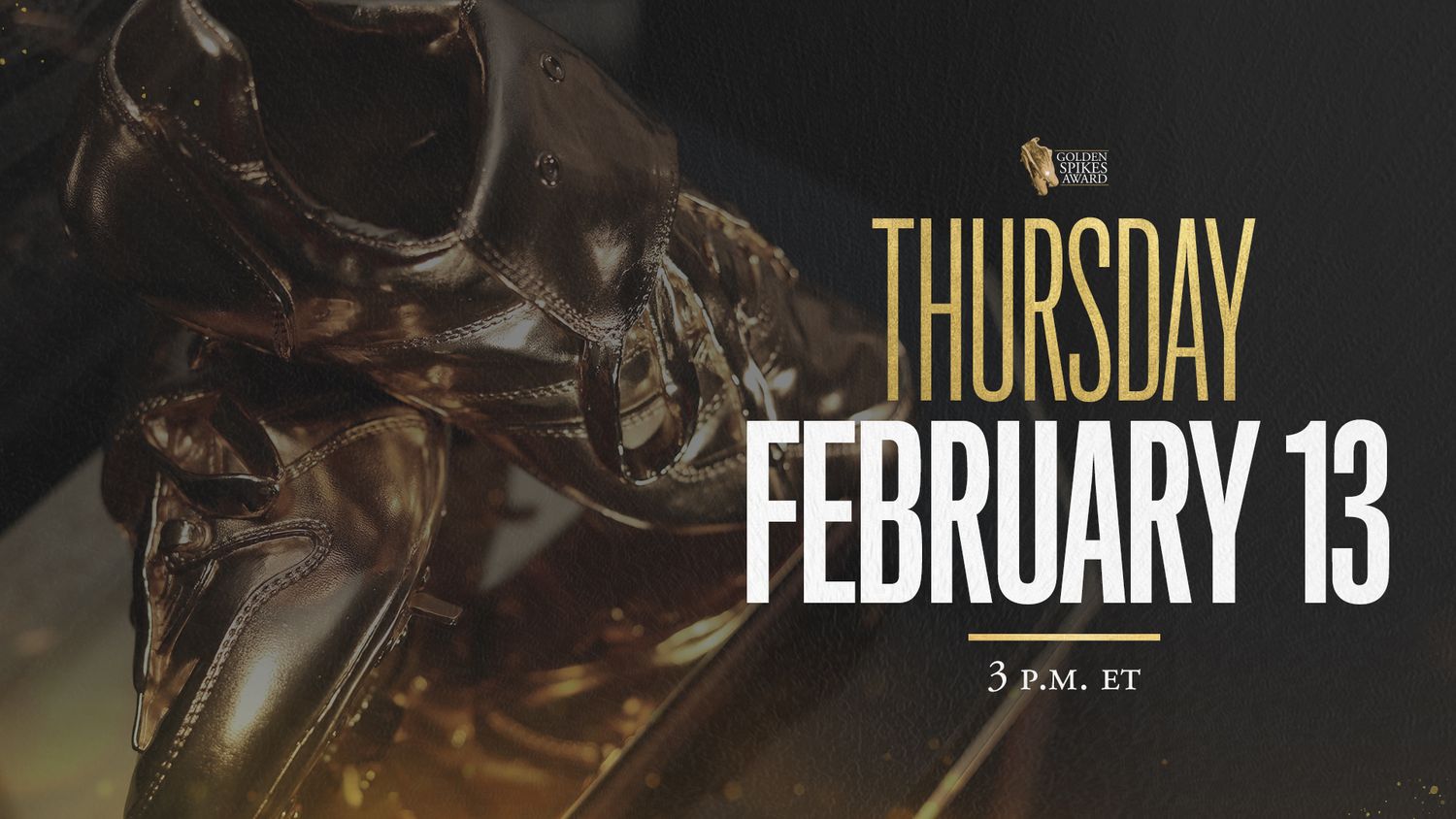 USA Baseball Golden Spikes Award announcement graphic for Thursday February 13 at 3 PM ET.