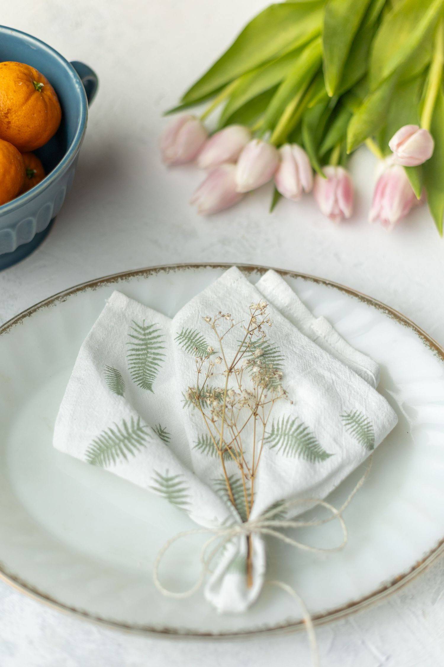 Commercial light-and-airy product photo of naturally dyed cloth napkin. Michigan photographer.