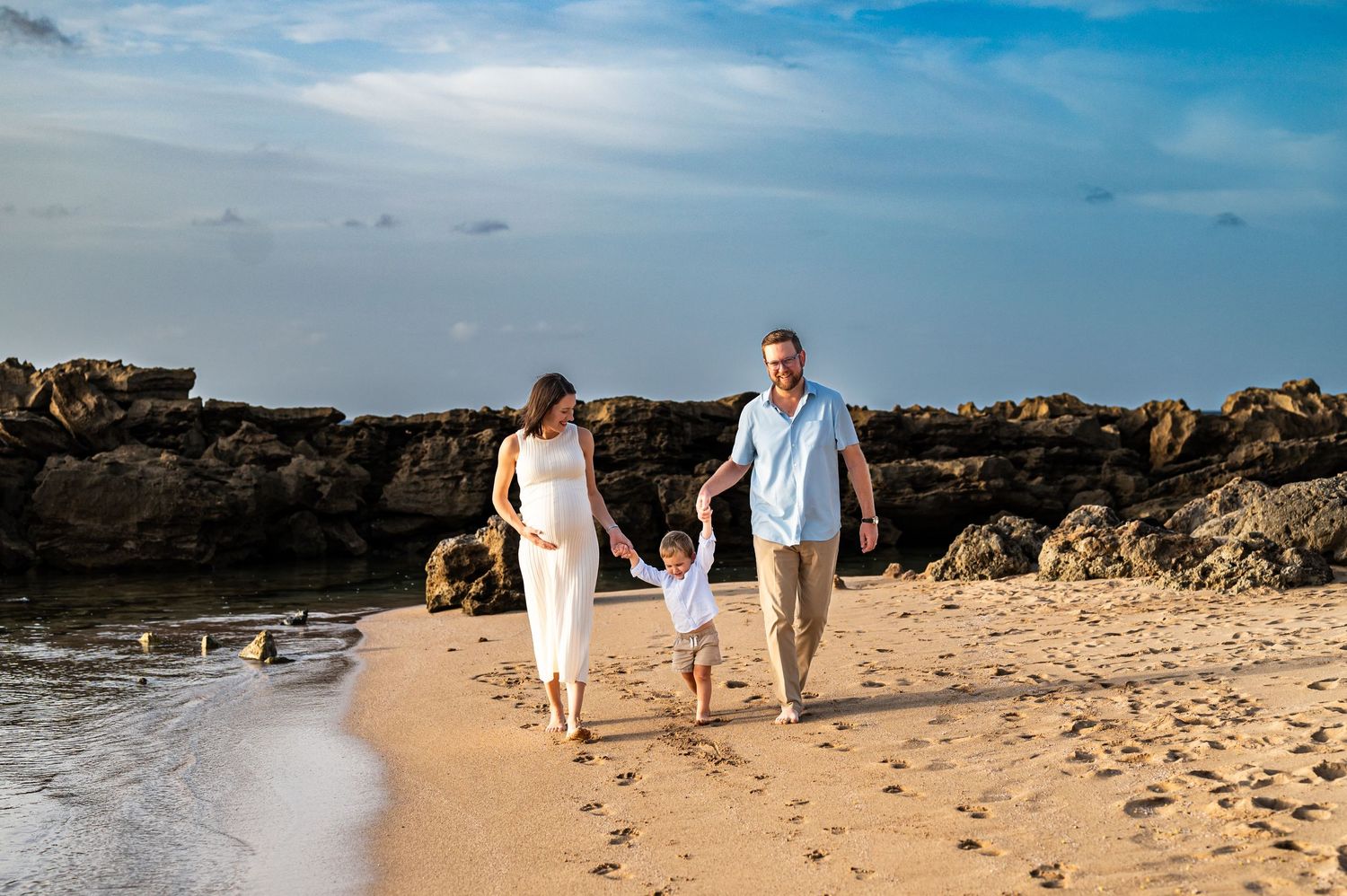 Family maternity session on the beach in Dorado Beach, Puerto Rico