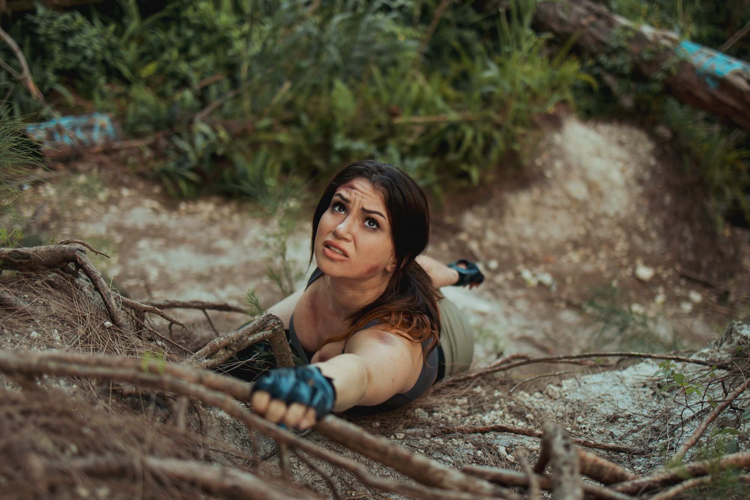 Cinematic jungle adventure photography in South Florida capturing strength, survival energy, and film-style storytelling by MannyPortraits