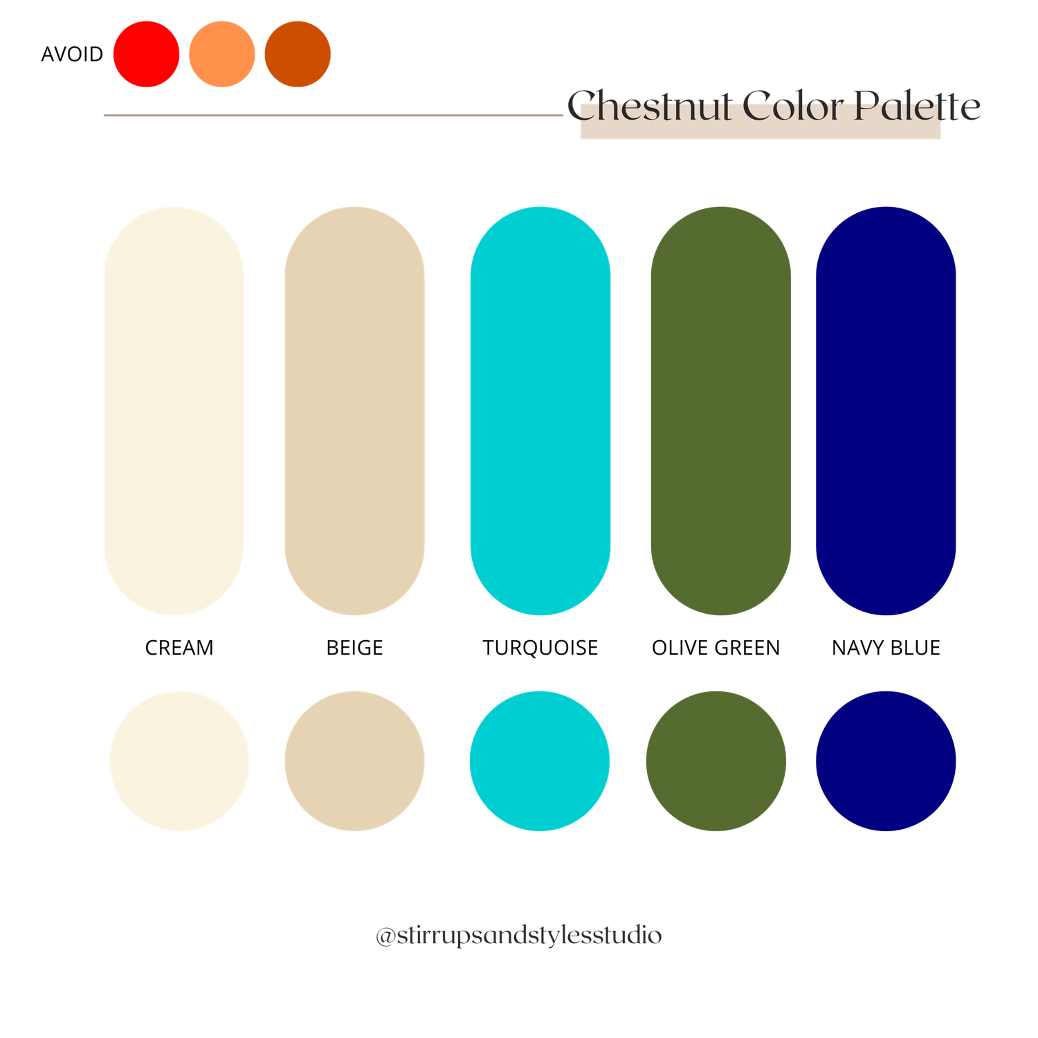 Color palette featuring cream, beige, turquoise, olive green and navy blue swatches arranged in a repeating pattern.