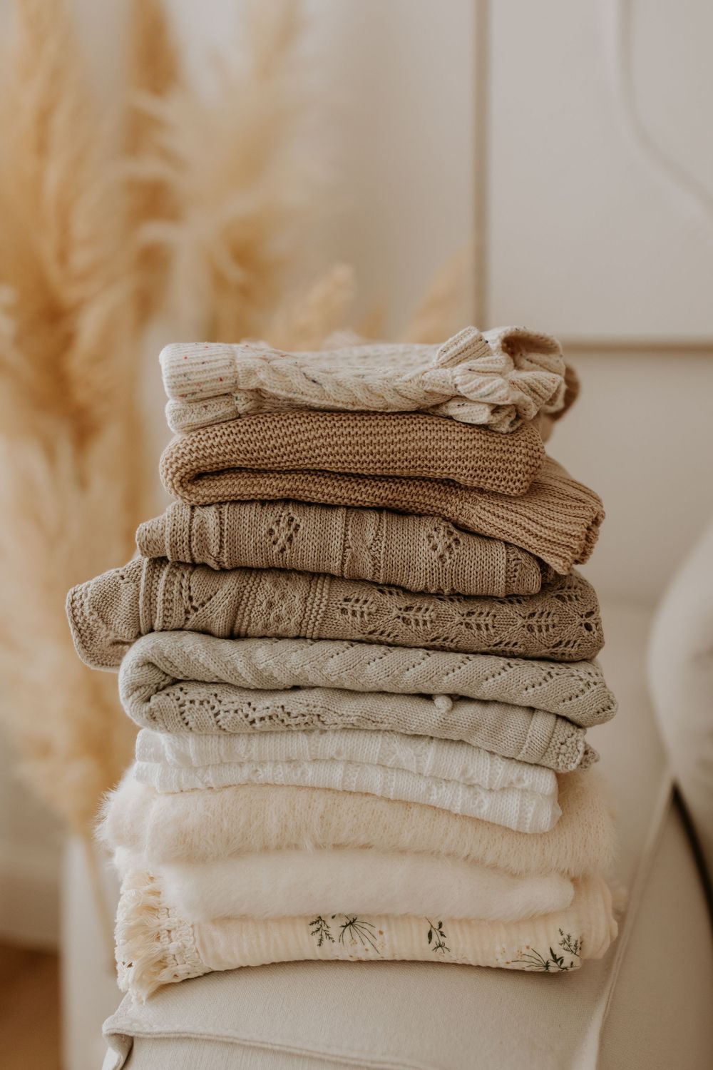 Soft, textured baby blankets set up and ready to go for a newborn session in an Adelaide Photography Studio.