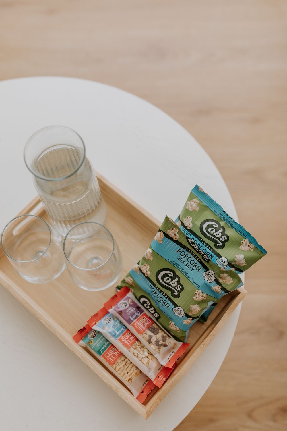 Studio snacks set up ready for a family to enjoy during their photography session in Tea Tree Gully, Adelaide.