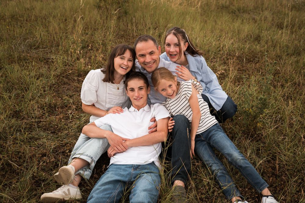 Photos complices entre un père et ses enfants à Mittelbergheim