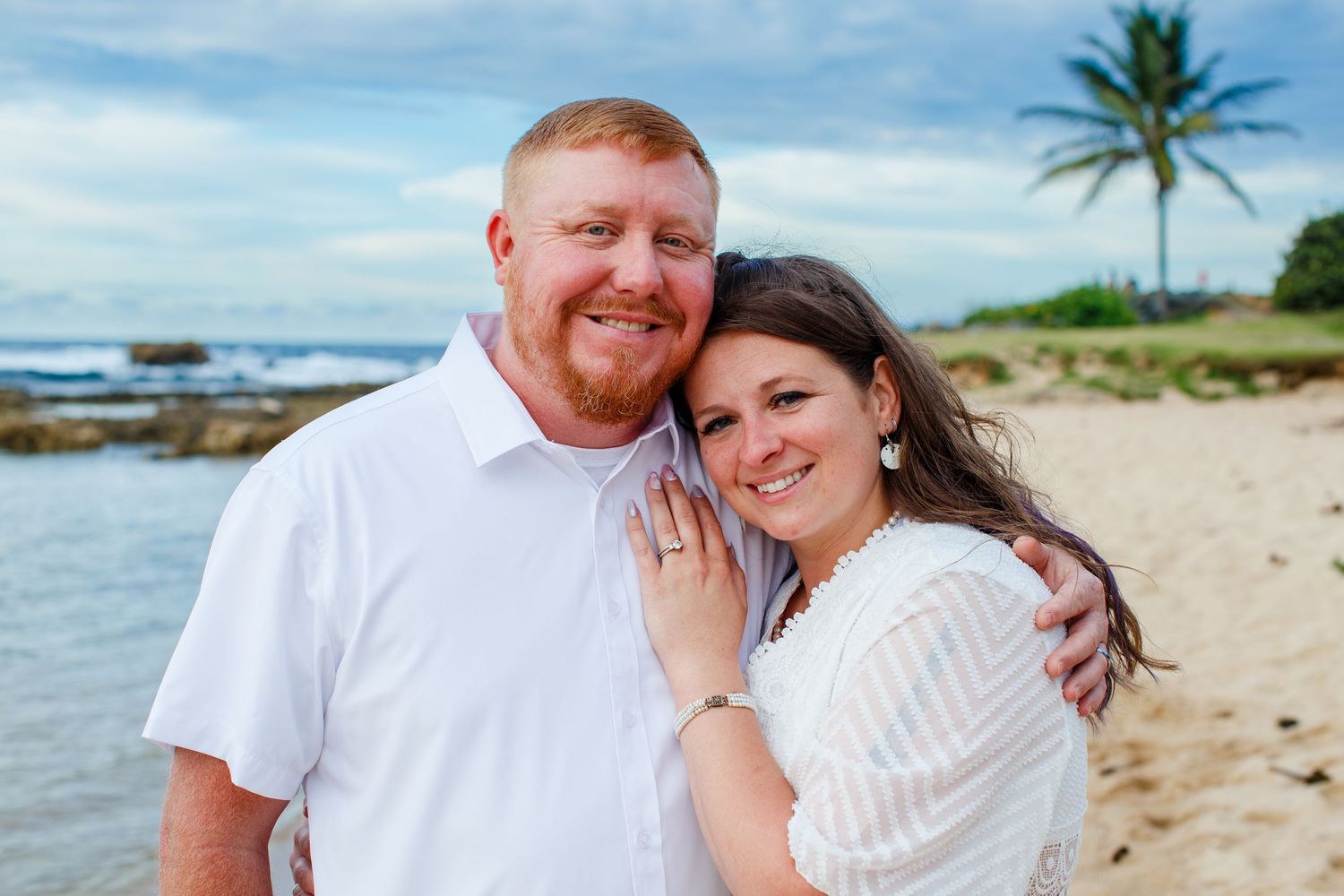 Elopement on the beach at Balneario del Escambrón in Old San Juan, Puerto Rico. Couples portrait - bride and groom.