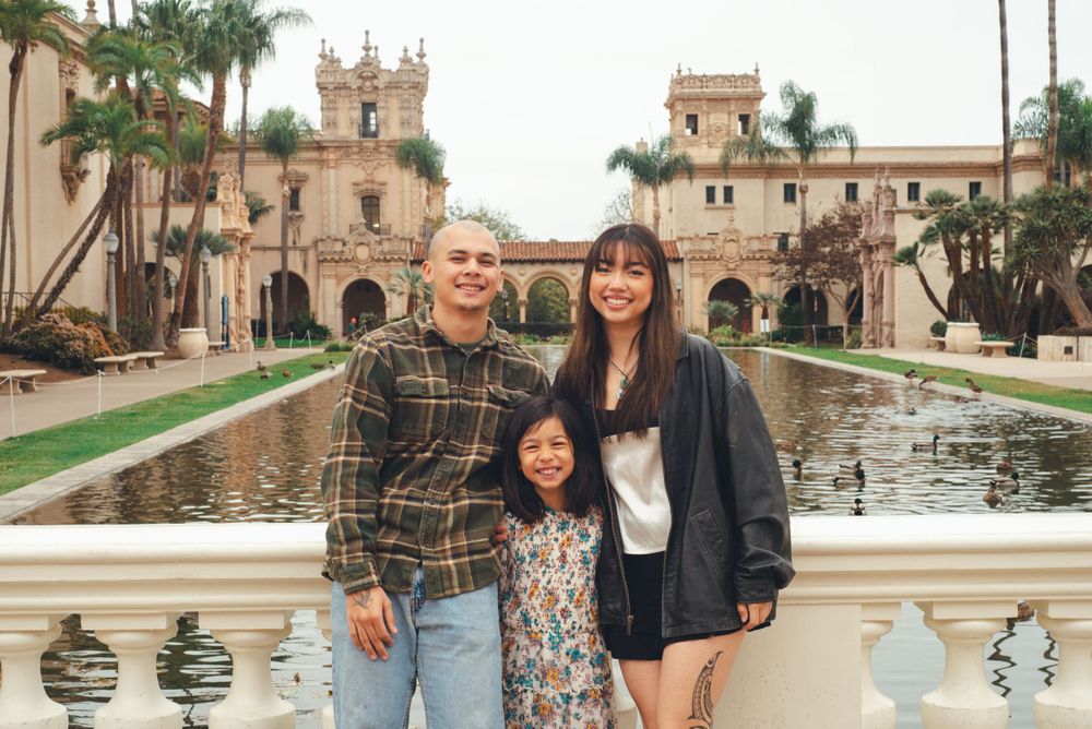 three kids family portrait at Balboa Park in San Diego ca