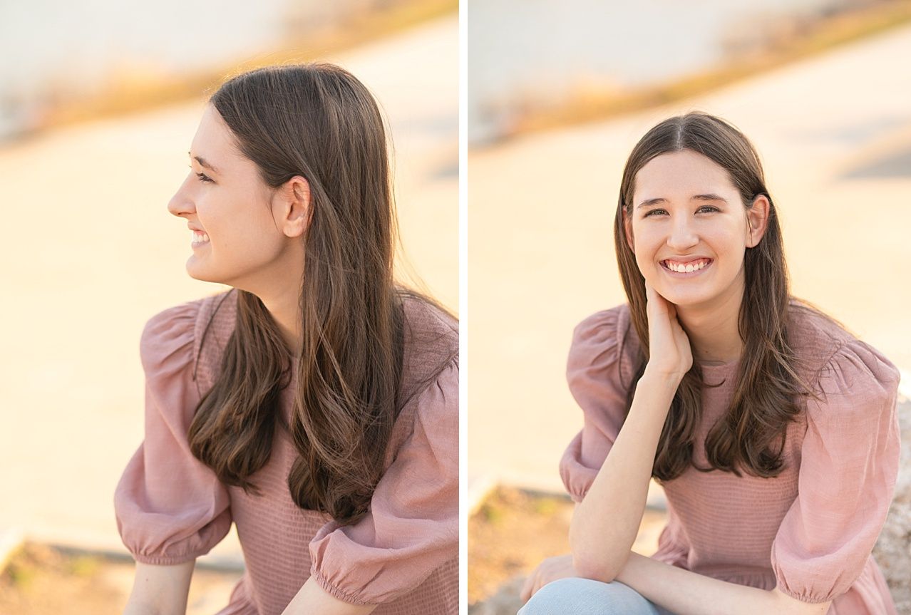 Senior Girl portraits for in Light Grassy Field with Spring Blossoms by Bartlesville Photographer Kristi Bray