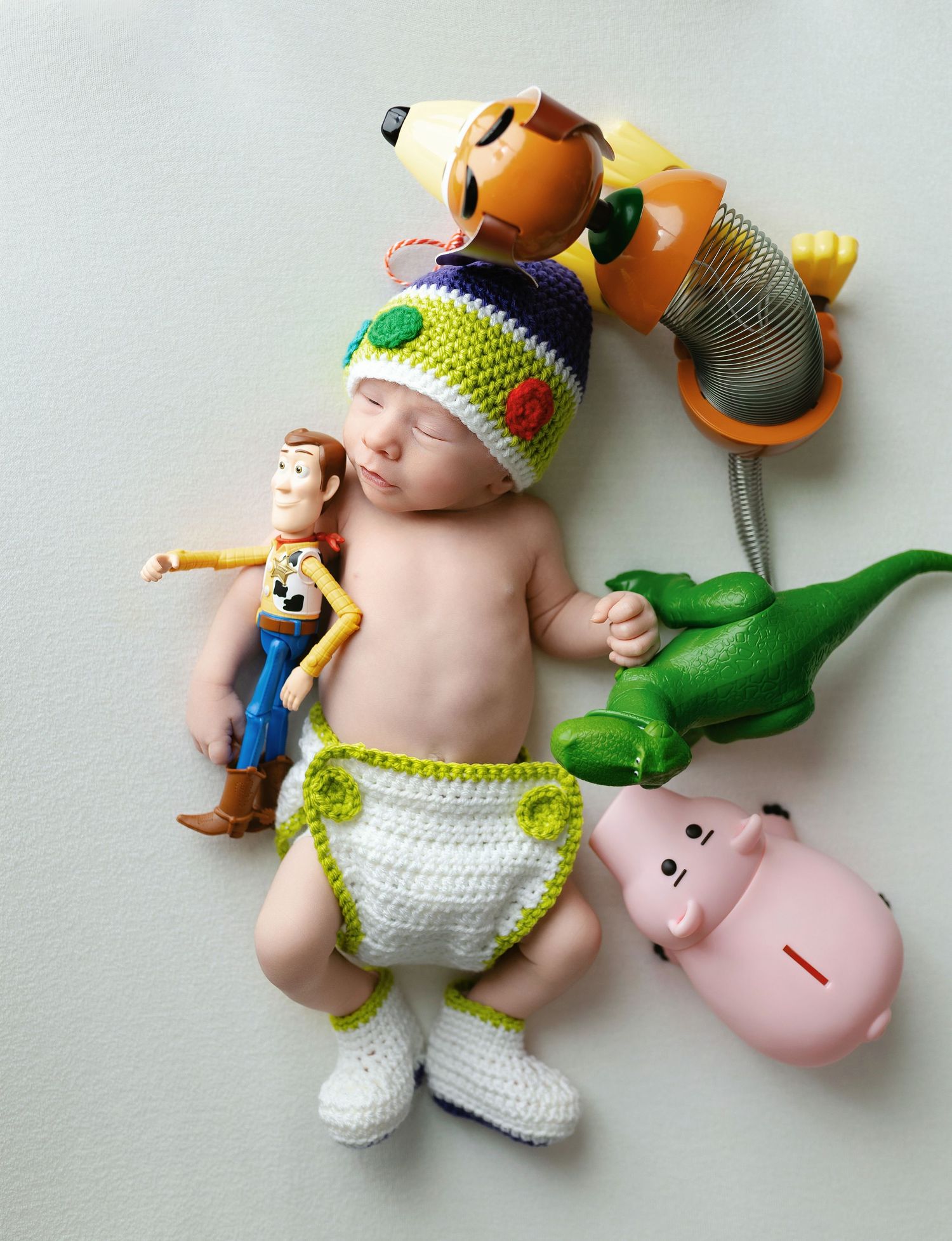 A newborn wearing Toy Story costume. Greenville, SC newborn photographer, Easley SC newborn photographer, Upstate SC newborn photographer