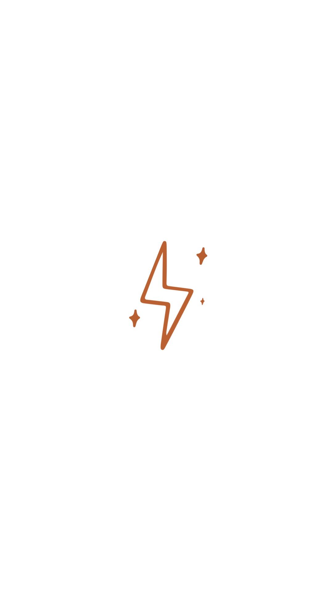A minimalist brown lightning bolt icon with sparkles on a white background.