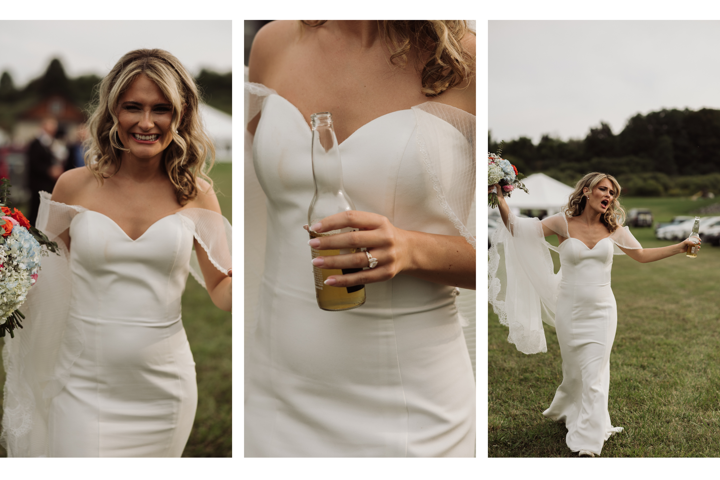 Bride ready to party after portraits for Finger Lakes wedding