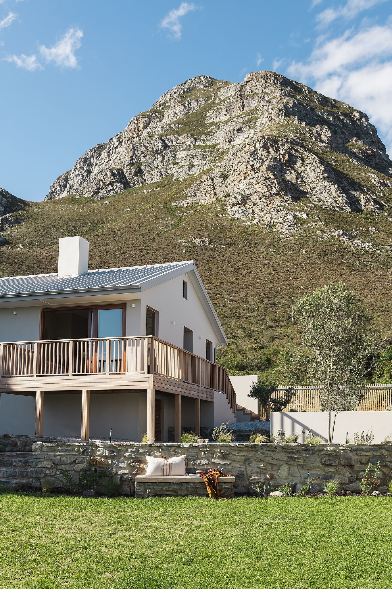 Modern luxury home in Hermanus with mountain views and landscaped garden