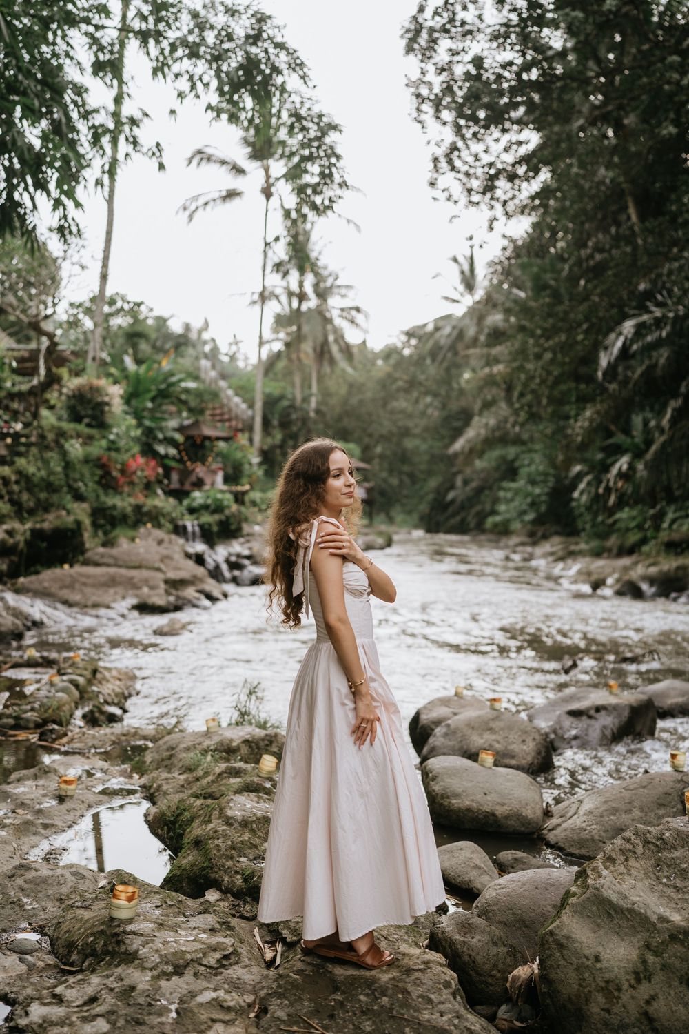 Engagement couple photoshoot at Samaya Ubud Bali surrounded by lush jungle