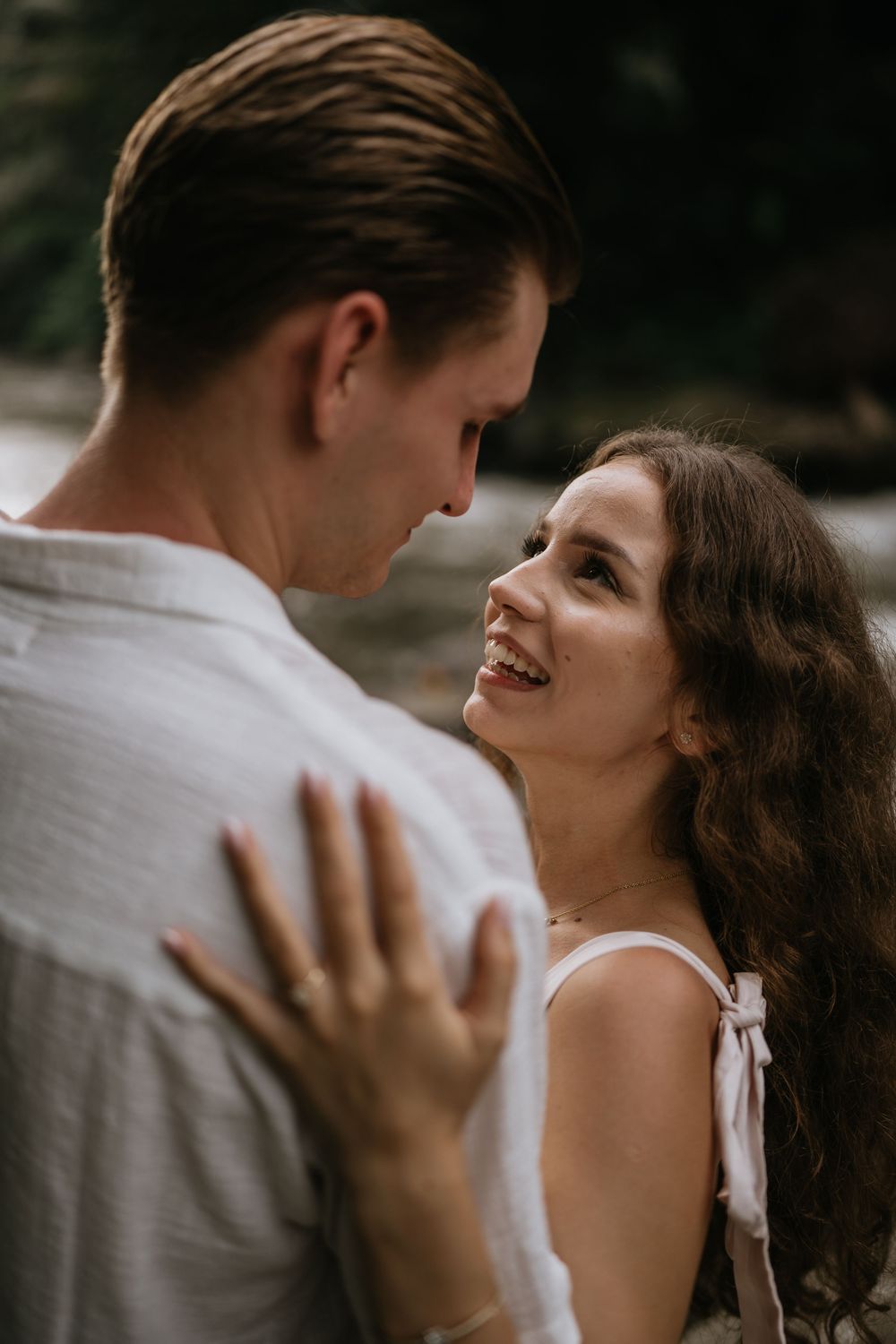 Engagement couple photoshoot at Samaya Ubud Bali surrounded by lush jungle