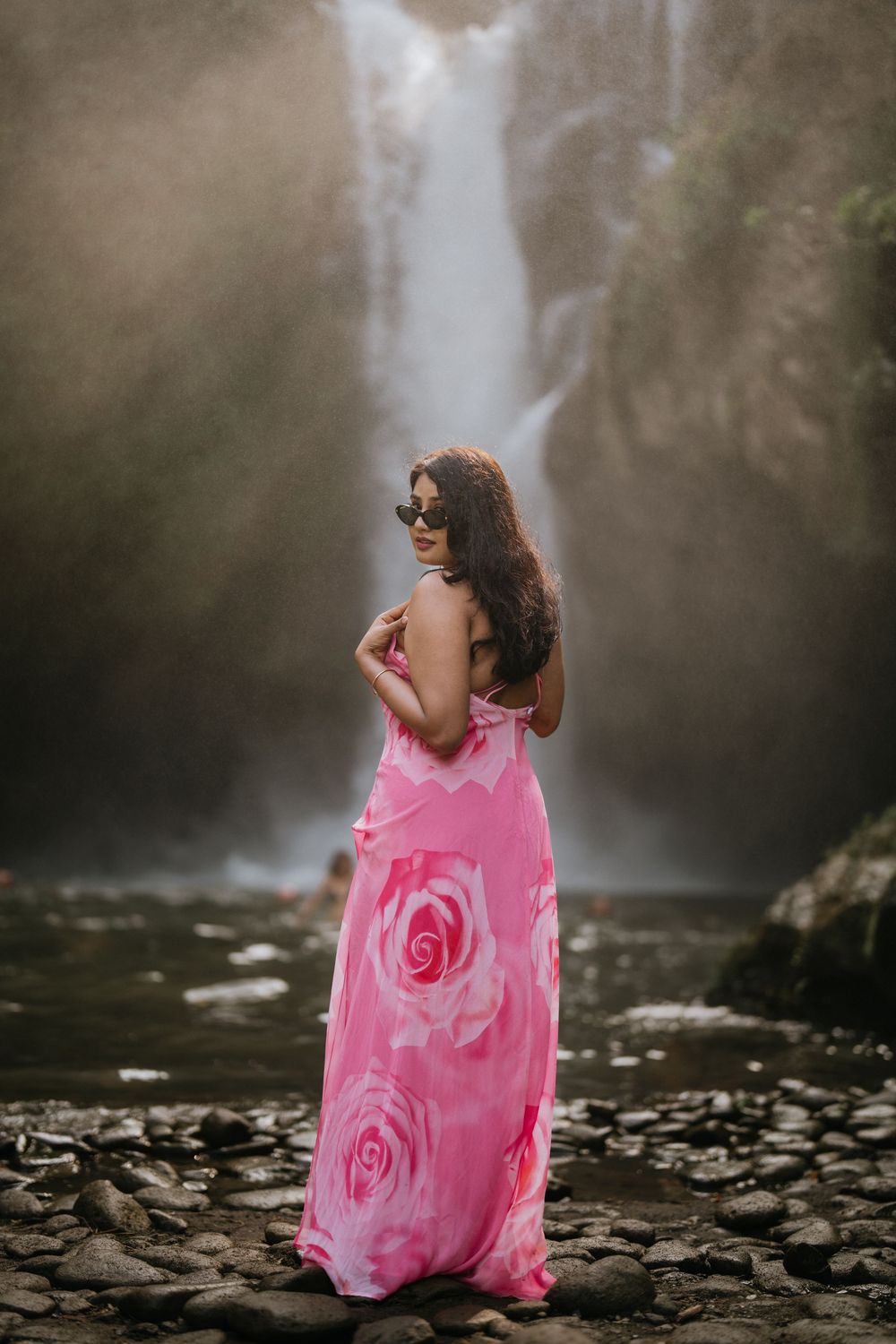 Bali couple photoshoot with Tegenungan waterfall background