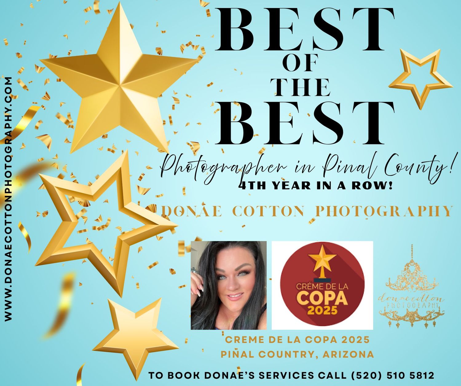 Best of Best Photographer Pinal County award graphic for Donae Cotton Photography 2025.