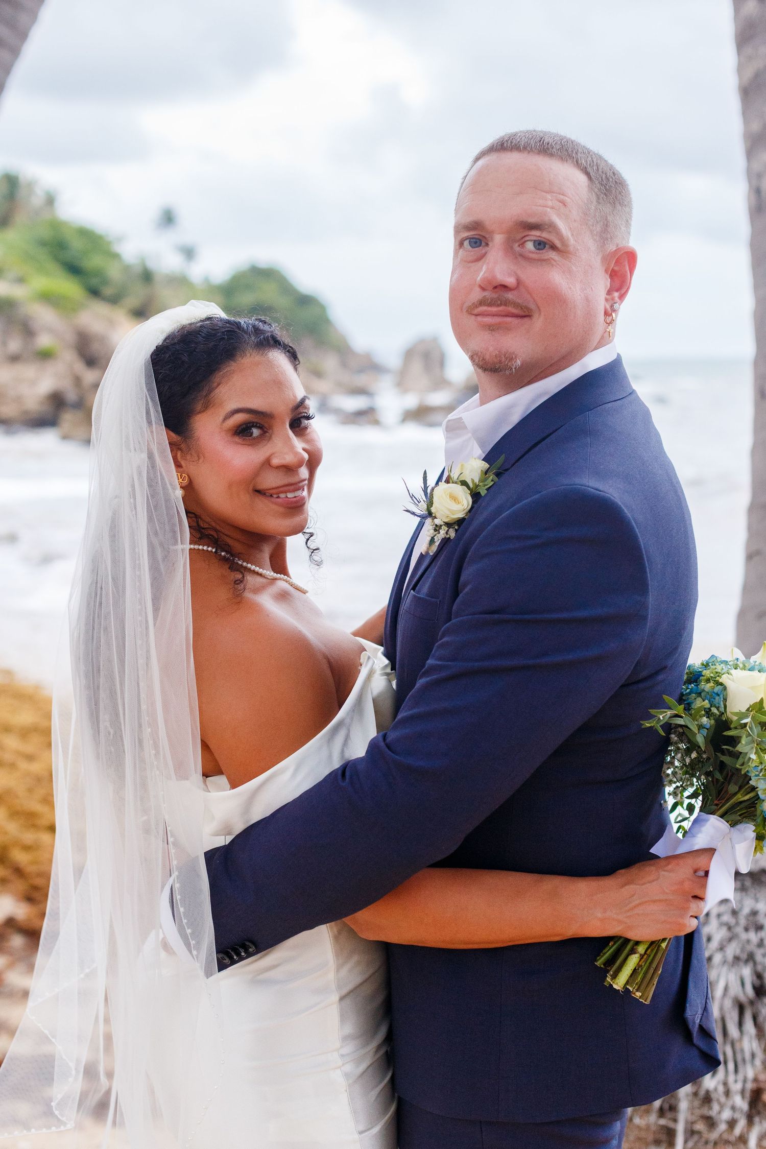 Bride and groom portrait. Intimate beach wedding in Palmas del Mar, Puerto Rico.