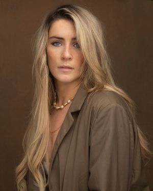 Portrait series showing different poses in a brown studio setting with dramatic lighting and moody atmosphere.