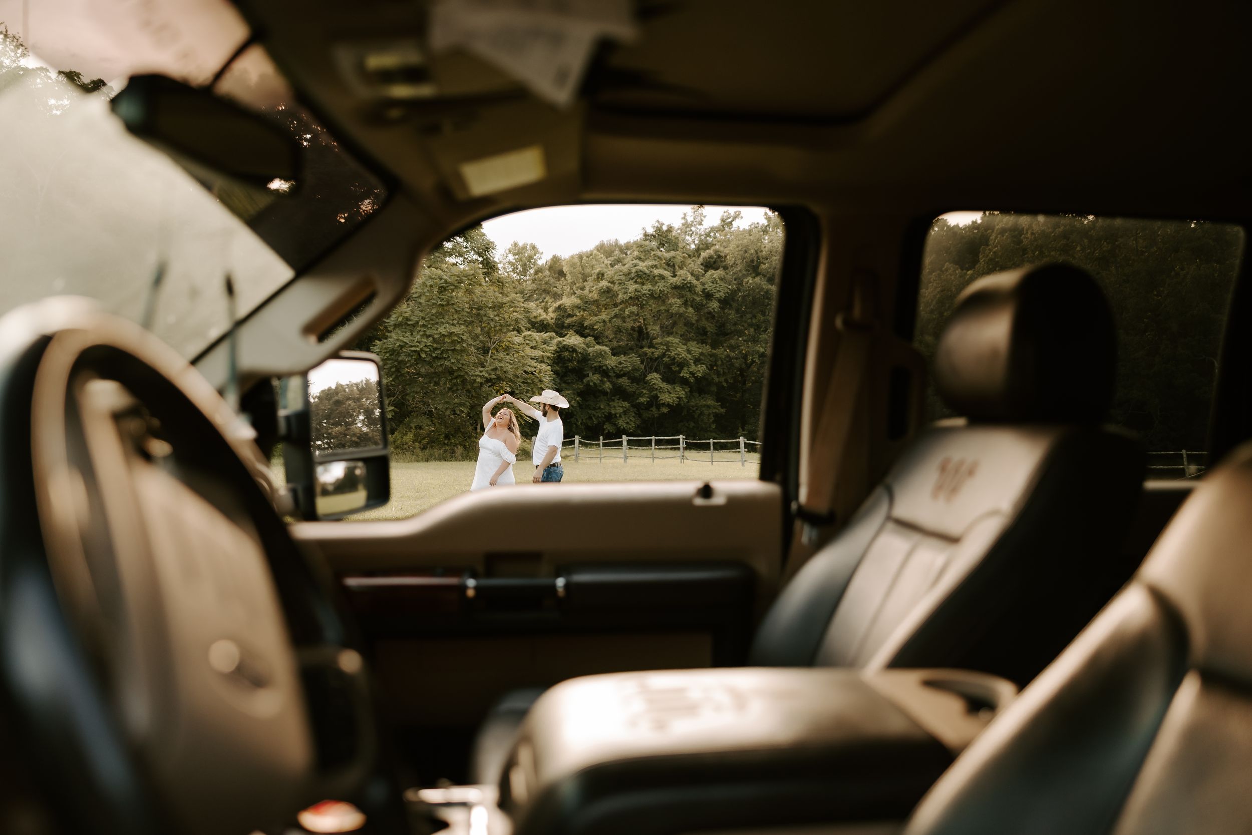 Moody interior car shots with natural lighting and reflections.