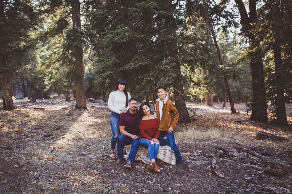 A casual outdoor photo shoot in a wooded forest with heidi grace photography