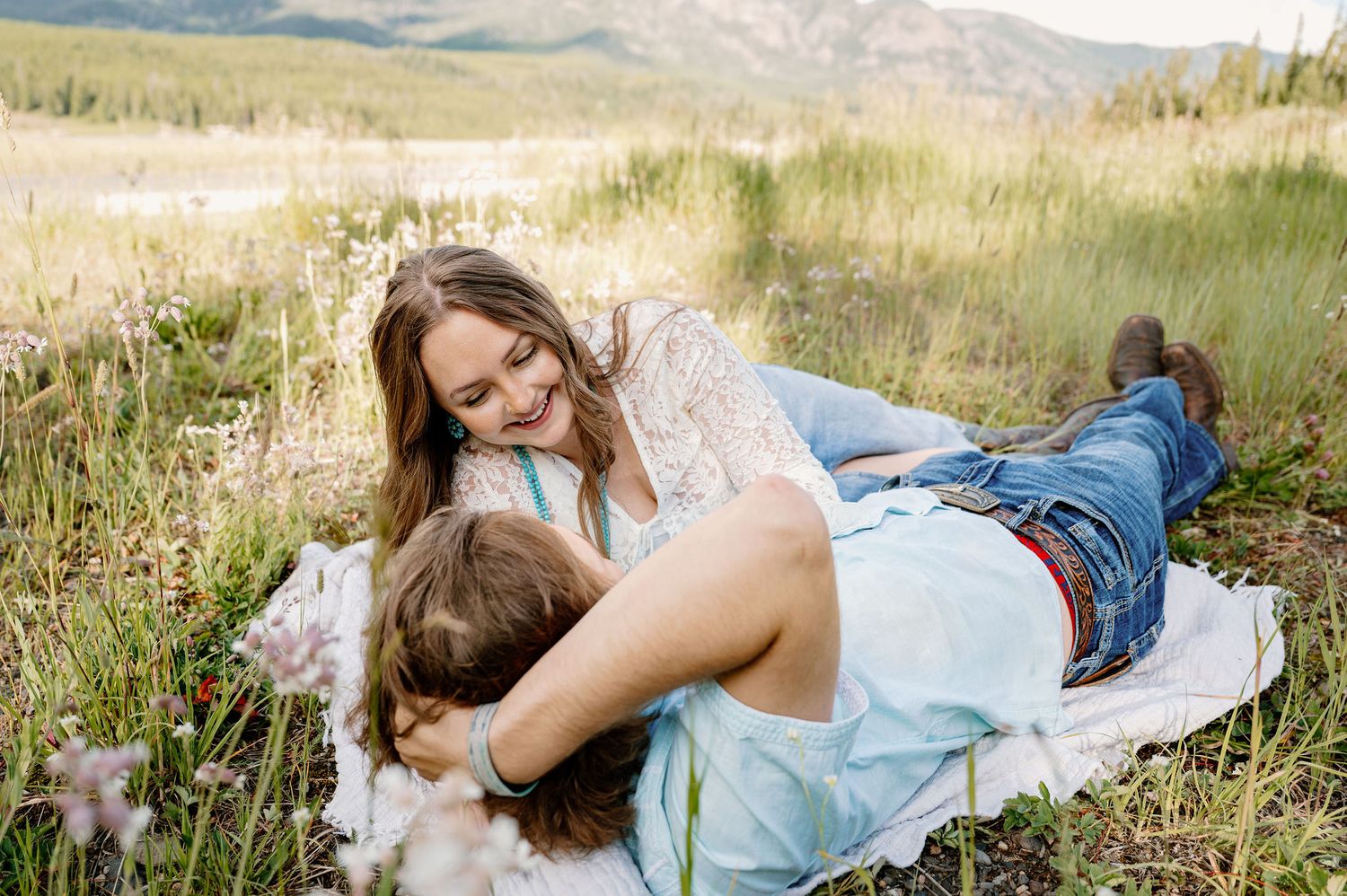 Sunny summer engagement photos in Bozeman, Montana