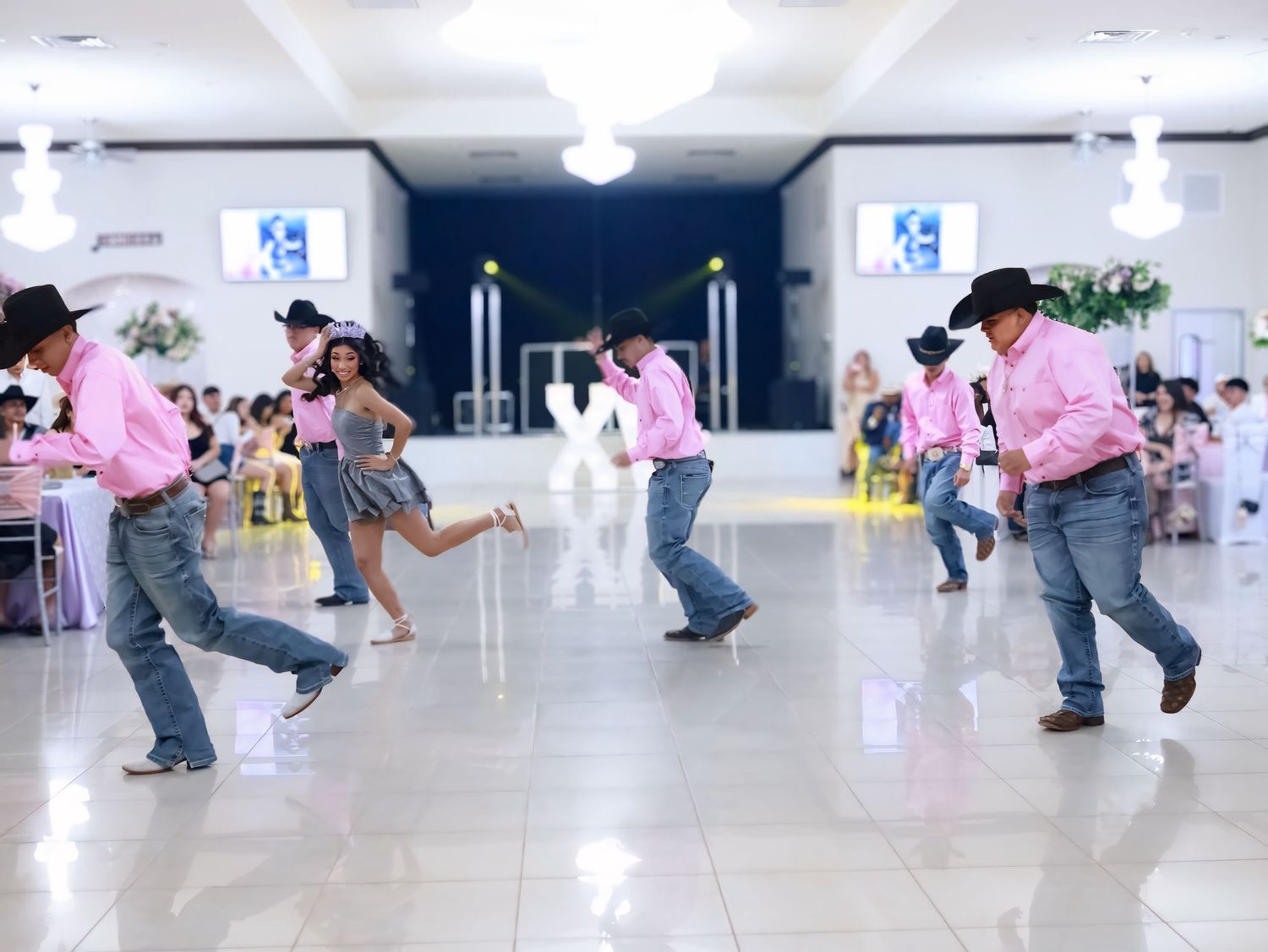 A breakdancing sequence captured in a bright indoor space shows dynamic dance moves across multiple frames.