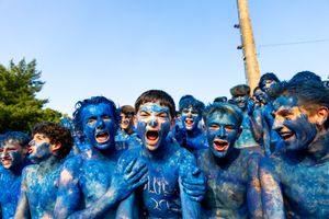 Kids painted blue
