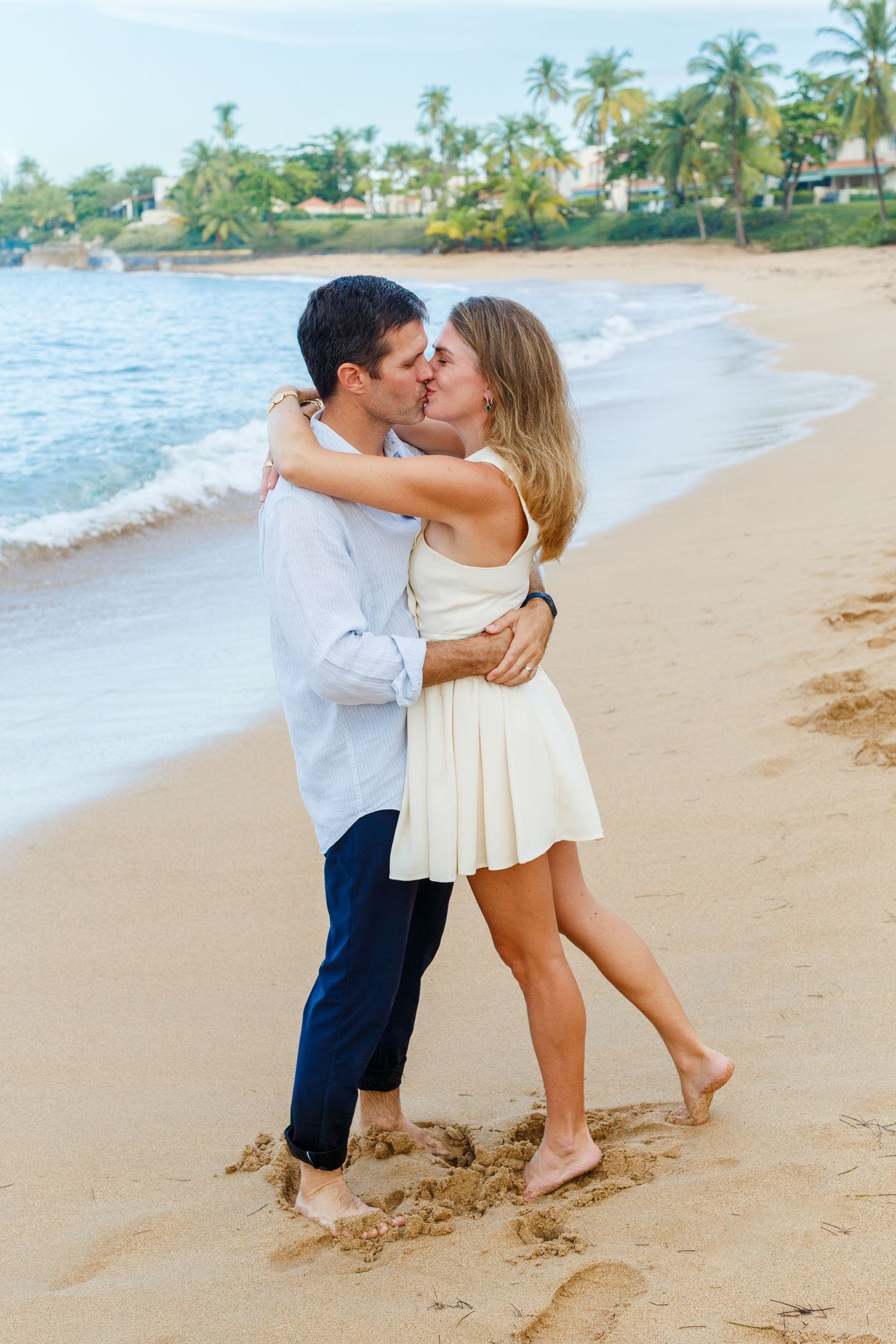 Couples portrait on the beach in Dorado, Puerto Rico.