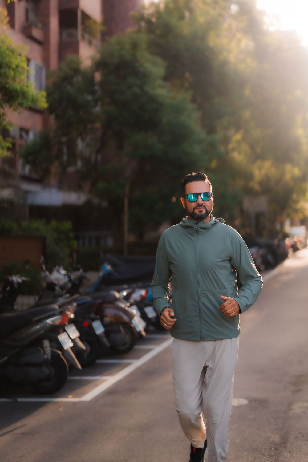a man jogging in Taipei city