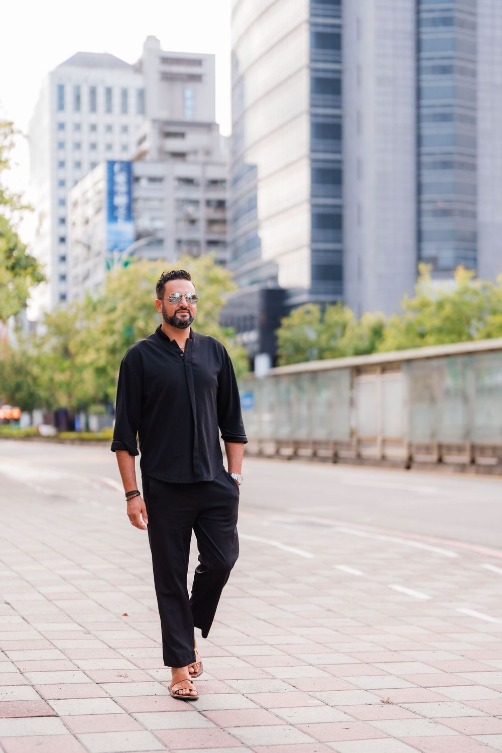 a man walking in Taipei city