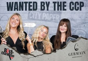 Three blonde women smile together at a Best of Charleston City Paper CCP awards event.
