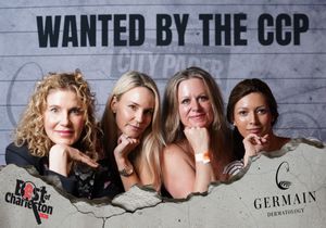 Four women pose together at Wanted by the CCP City Paper Best of Charleston Germain Dermatology event.