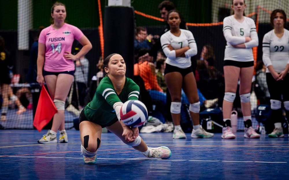 Asphalt Green VB Club dig attempt at May Madness tournament, Spooky Nook by Deanna Fox, SportsFox Photography based in Hershey PA