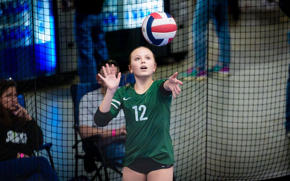 Asphalt Green VB Club player serves during May Madness at Spooky Nook by Deanna Fox, SportsFox Photography based in Hershey PA