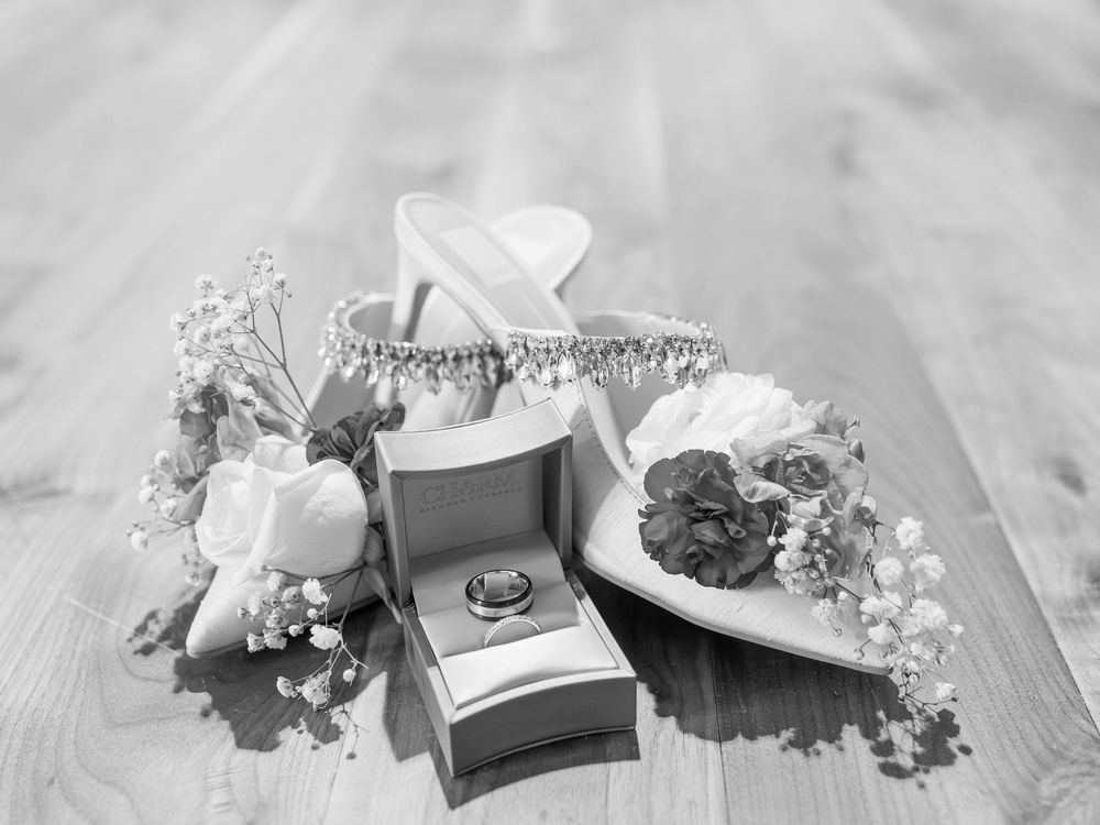 Detail picture of wedding bands during a Toronto wedding session