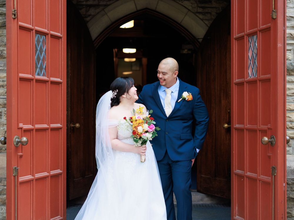 Portrait of bride and groom during a Toronto wedding session