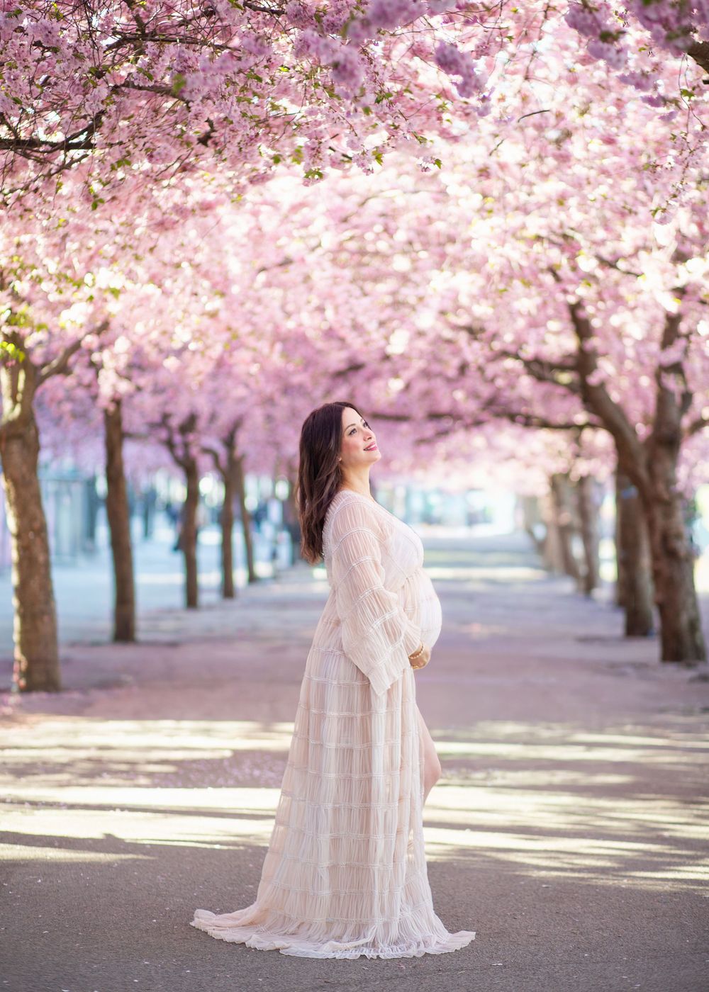gravidfotografering stockholm körbärsblommor kungsträdgården