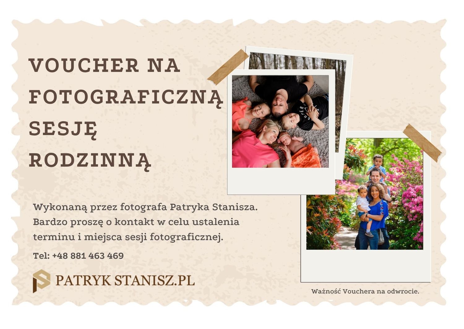 Voucher na sesję zdjęciową. Sesja fotograficzna na prezent na urodziny.