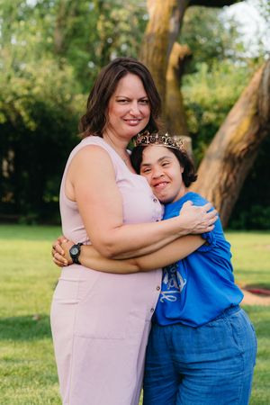 Two sisters embracing