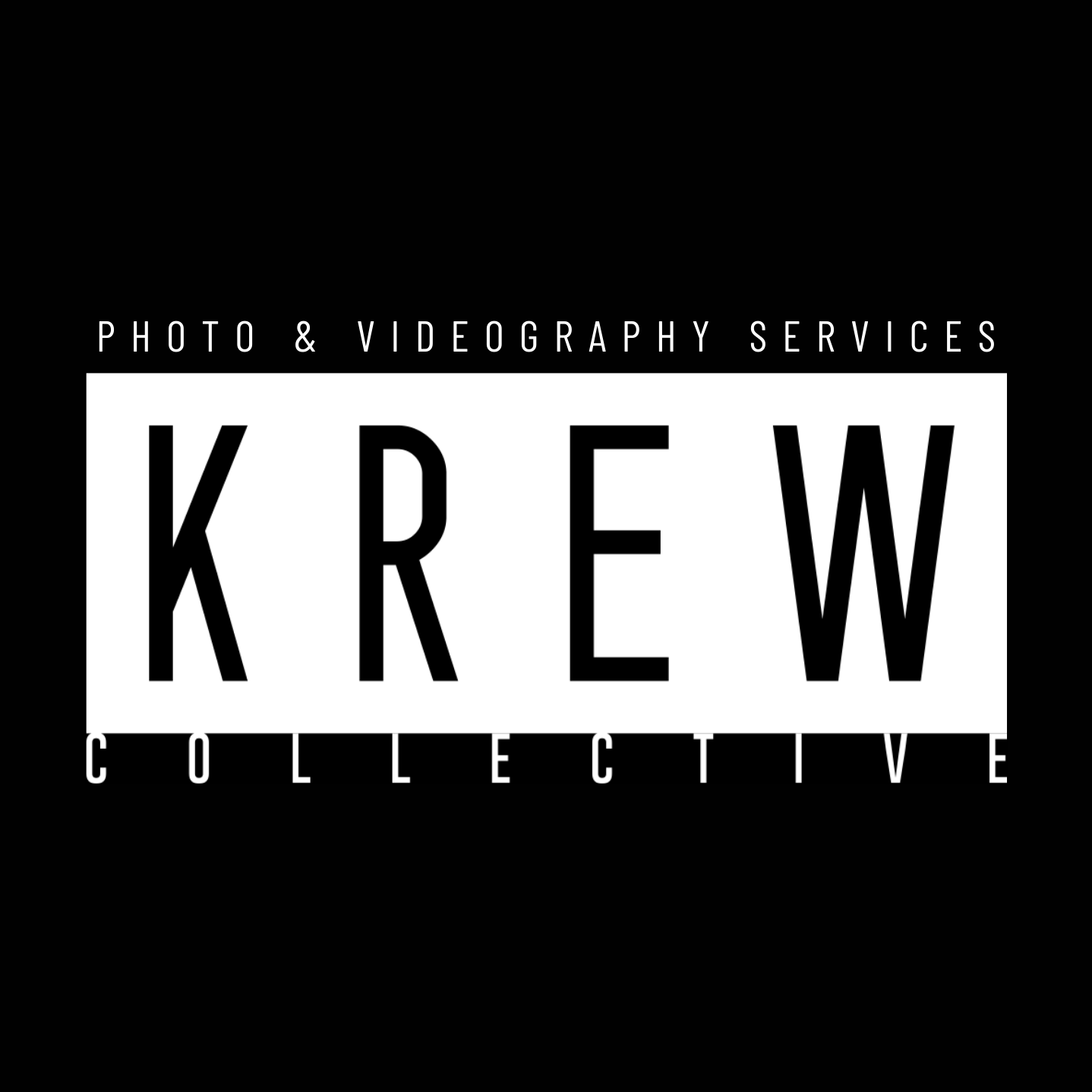 Black and white logo for Krew Collective, a photo and videography services company, featuring bold typography.