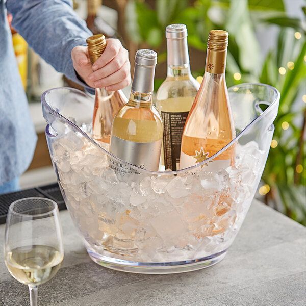 Acrylic ice bucket for cooling wine or other drinks for coastal celebrations for lux and aesthetic inspo