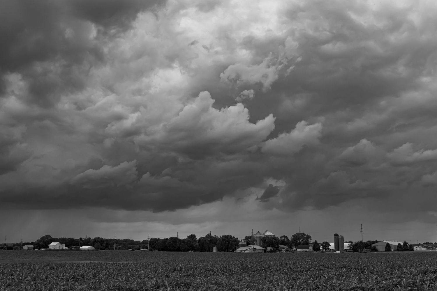 Spring storms over fields in central Minnesota.