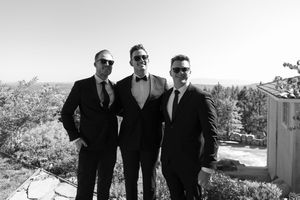 Three people in black outfits and sunglasses pose together against a bright outdoor background.Auberge du Soleil Wedding
Carneros Resort Wed