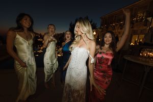 Wedding party celebrating outdoors at Napa Wedding Venue