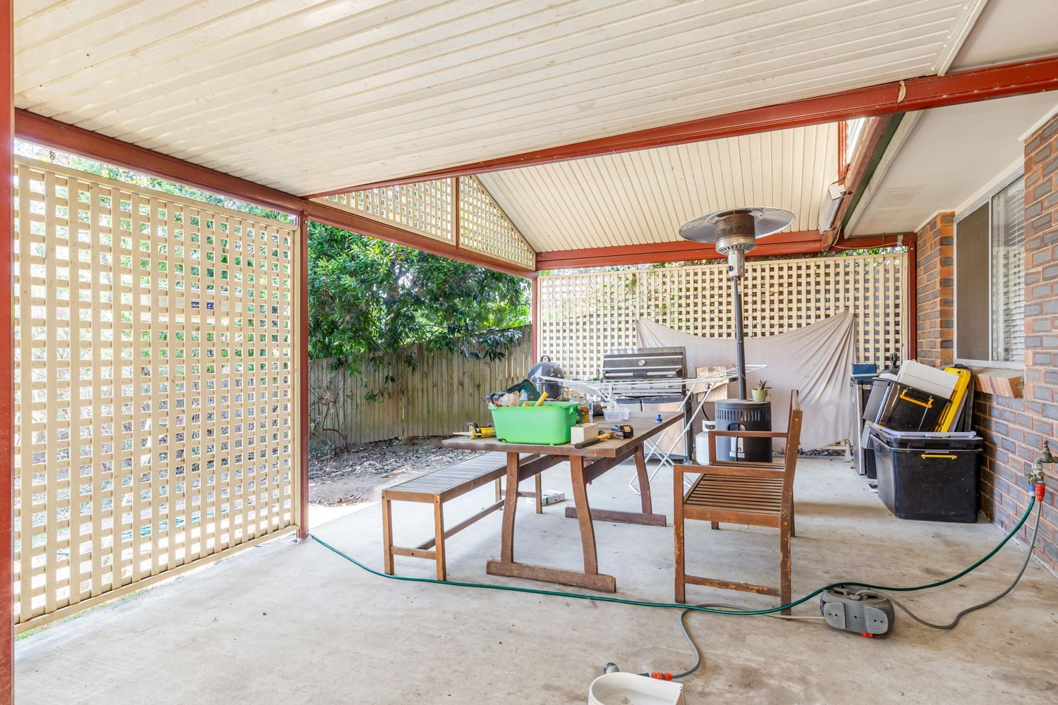 Item removal with added virtual staging for real estate photography.