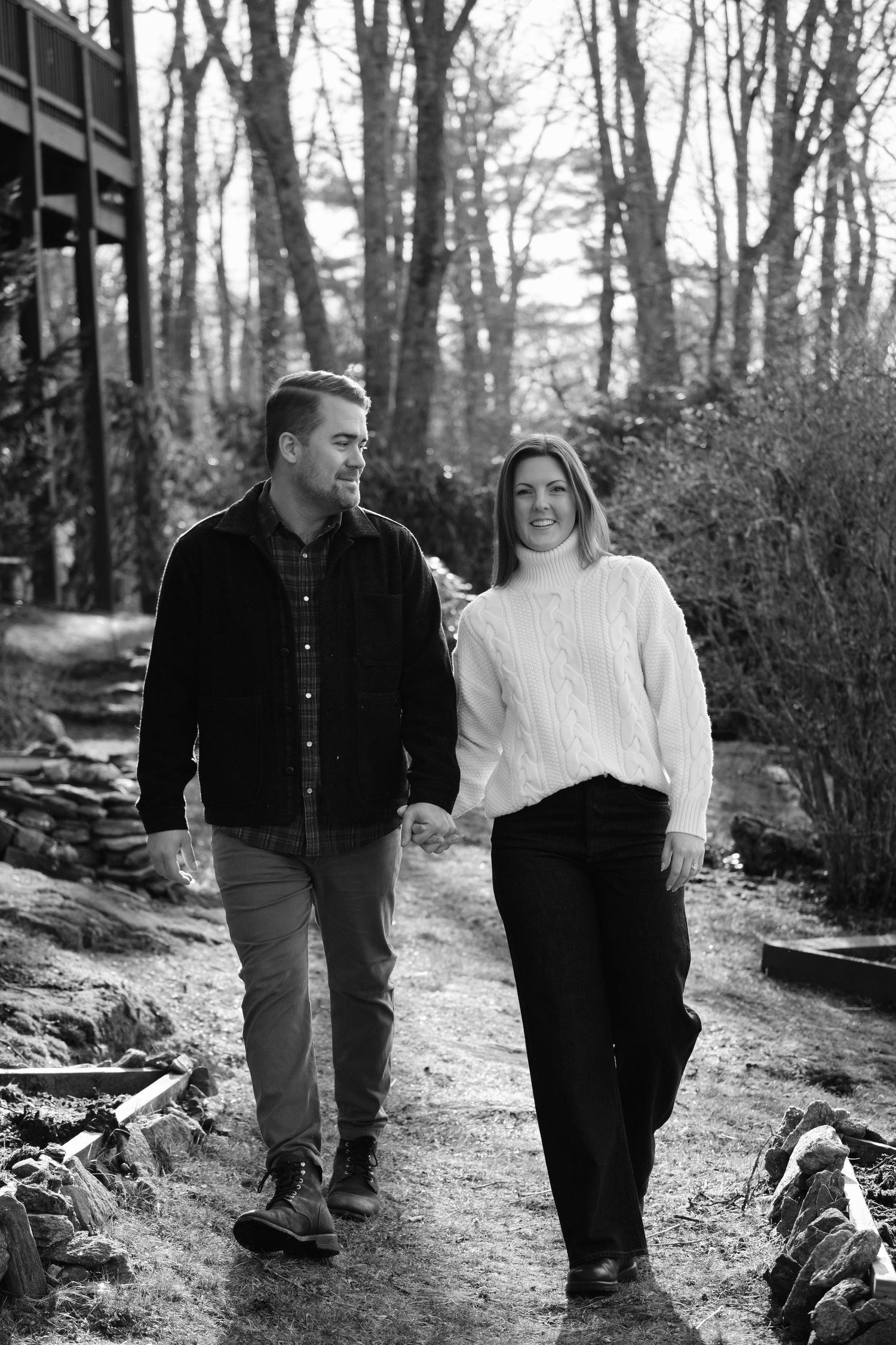 highlands NC engagement session with mountain couple and their dog