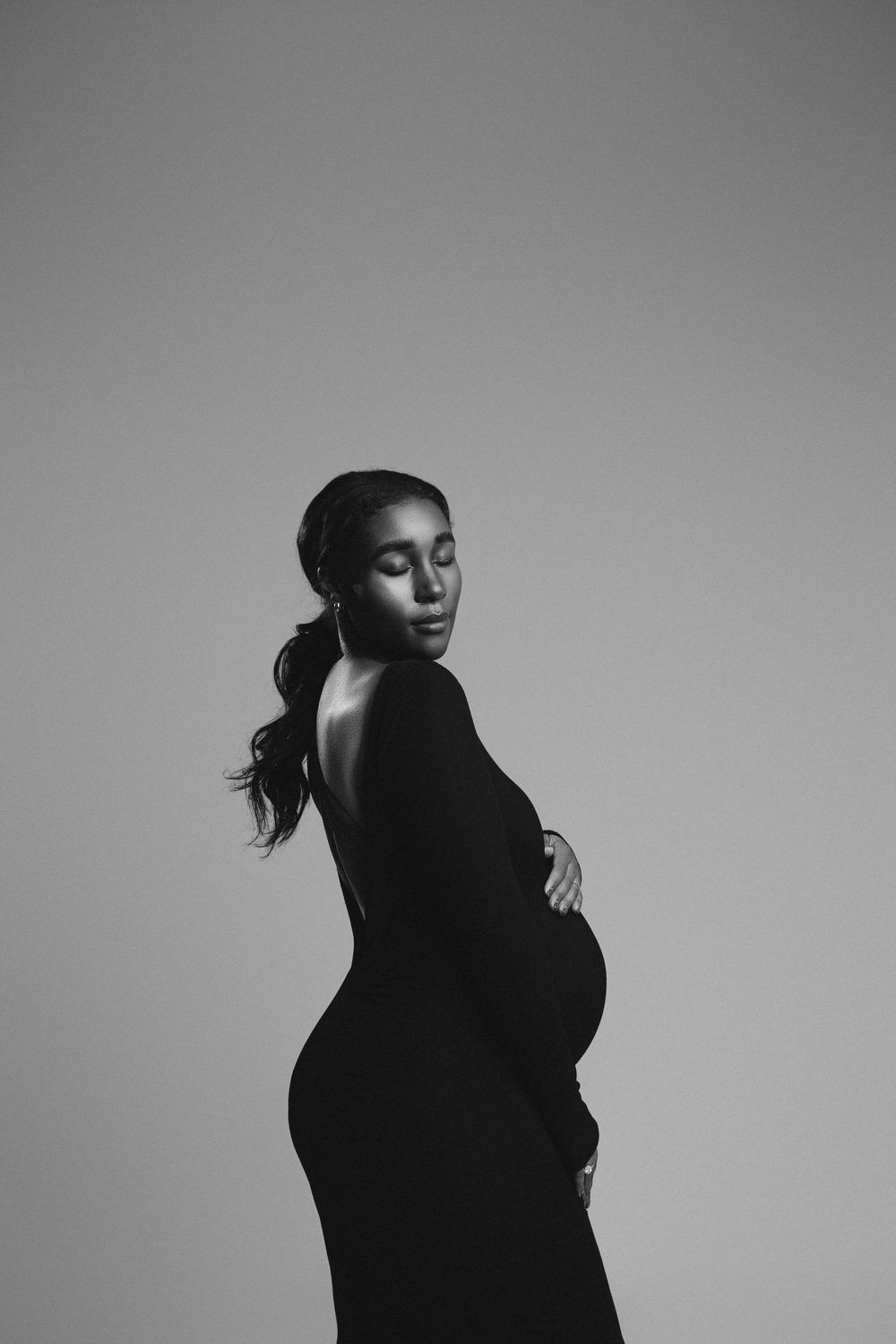 black dress maternity photos Eleanora Bamboo Maternity & Nursing Dress | Black - L