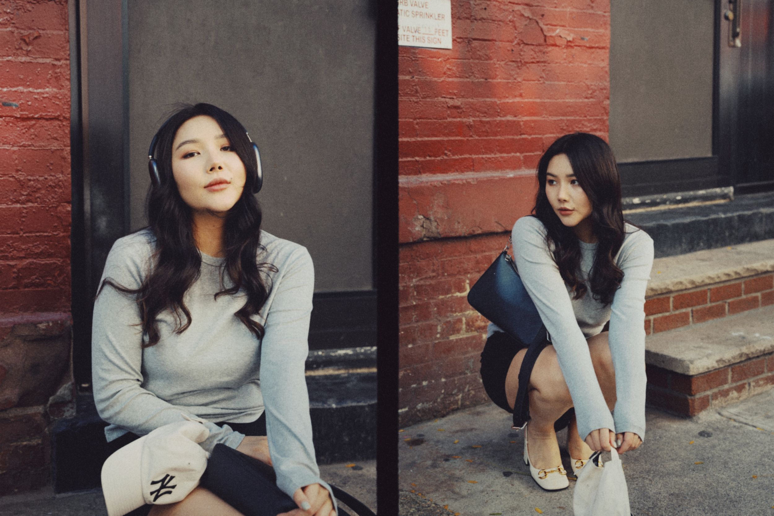 Vibrant portrait photoshoot of a woman in NYC, capturing the cinematic essence of the city’s bustling streets