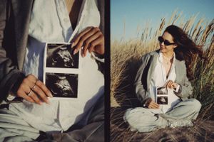 Dreamy and cinematic maternity session by the ocean, golden light, and timeless beauty, capturing the magic of motherhood maternity NYC