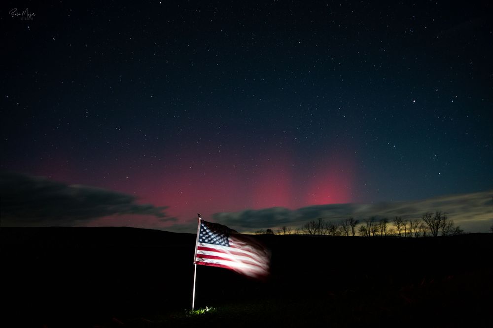 Northern Lights and the American Flag